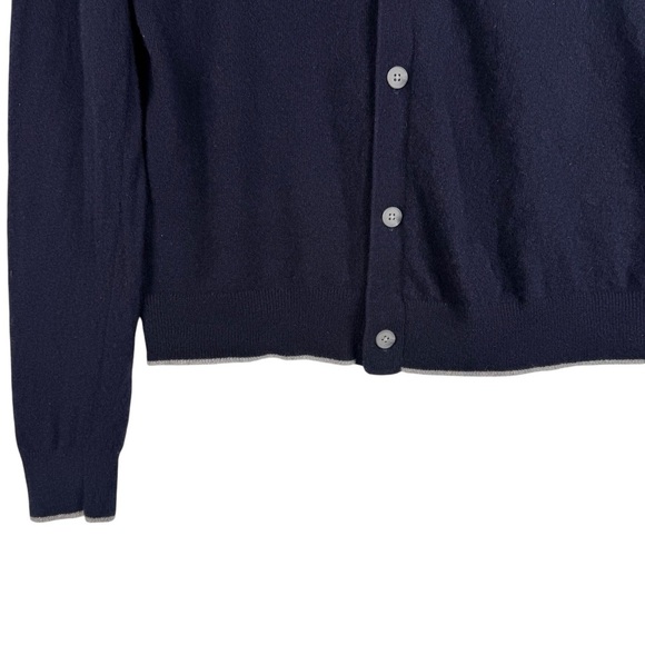Lachlan British Inspired Men’s Lightweight Navy Wool Cashmere Cardigan Size M - Picture 2 of 8